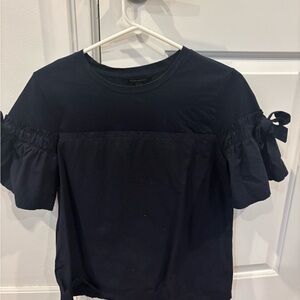 Navy Blue Ruffle Sleeve Top